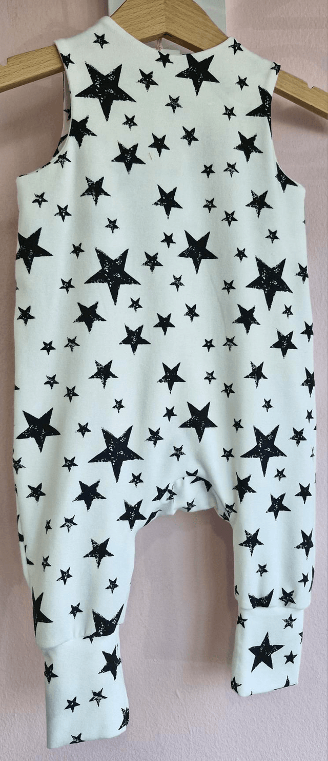 2-4 months 'Freddie' romper white with Black Stars