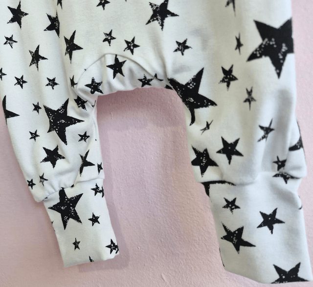 2-4 months 'Freddie' romper white with Black Stars